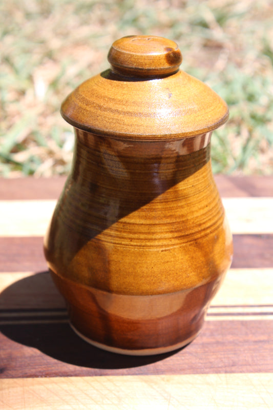 Honey brown glazed jar