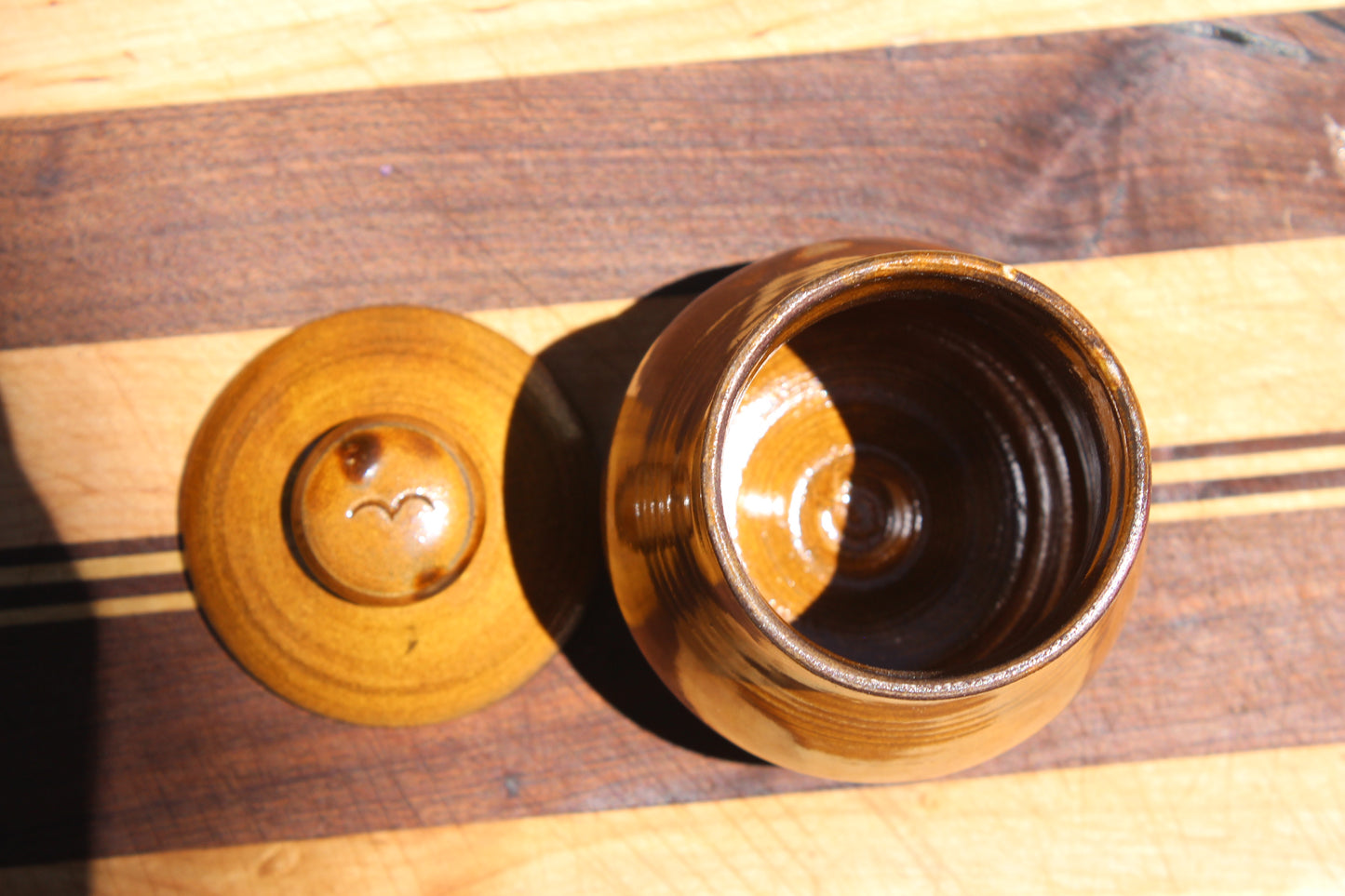 Honey brown glazed jar
